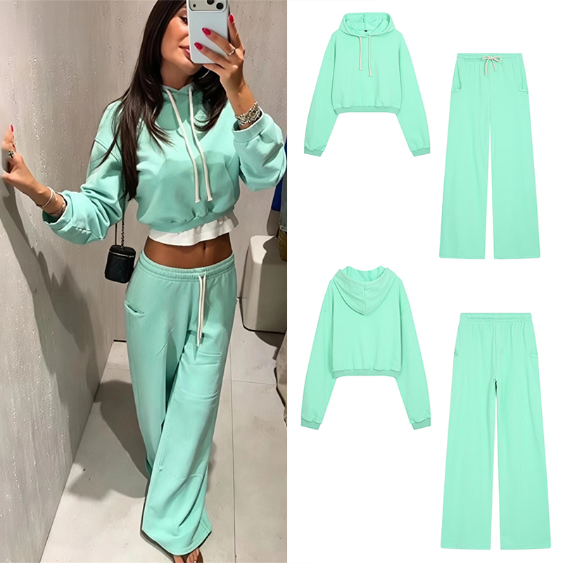 Women'S Fashion Middle Ages - Guobioziy Women's Fluorescent Crop Sweatshirt Set