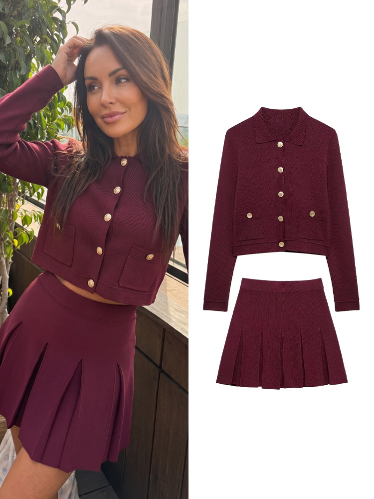 Longline Cardigan Knit - HH Elegant Women Knitted Red Skirts