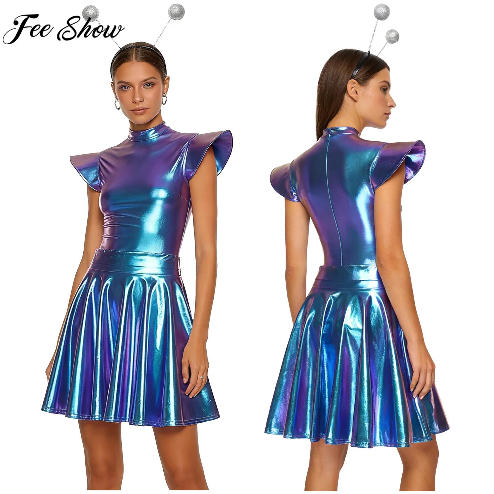 Pleated Skirt Women - Women Halloween Alien Robot Astronaut Space