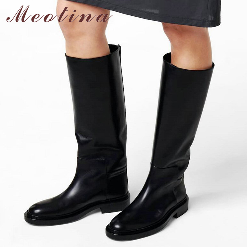 Winter Fashion Women Boots - Meotina Women Genuine Leather Knee High
