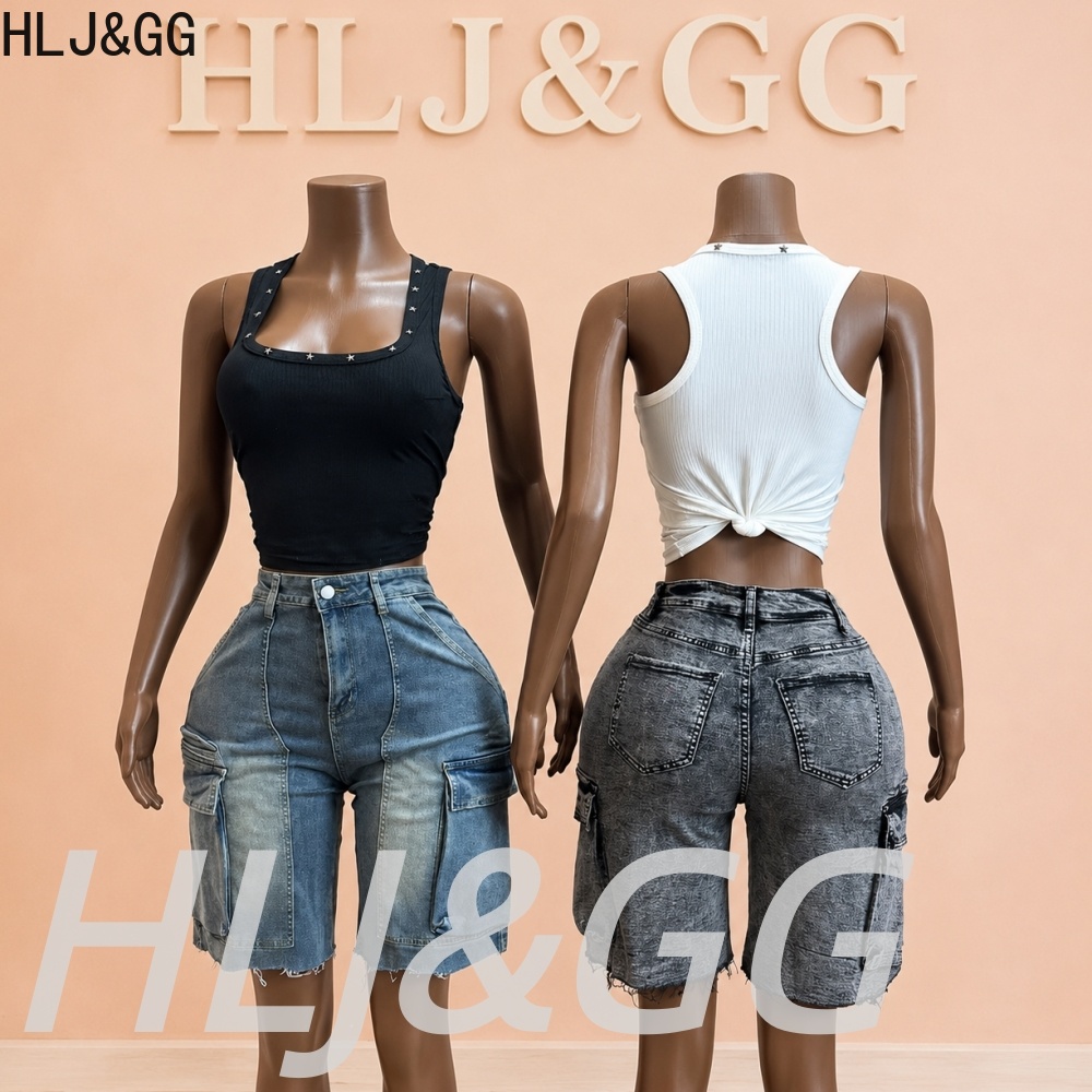 HLJ&GG Fashion Denim Pocket St - Women Fashion Jeans Top recension och pris