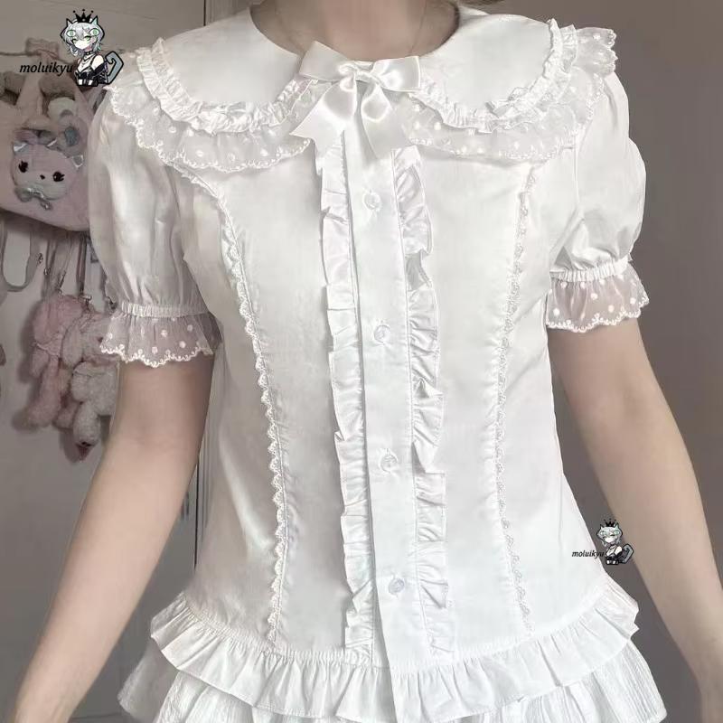 Kawaii Ruffles Blouses Spring  - Puff Sleeve Blouse recension och pris