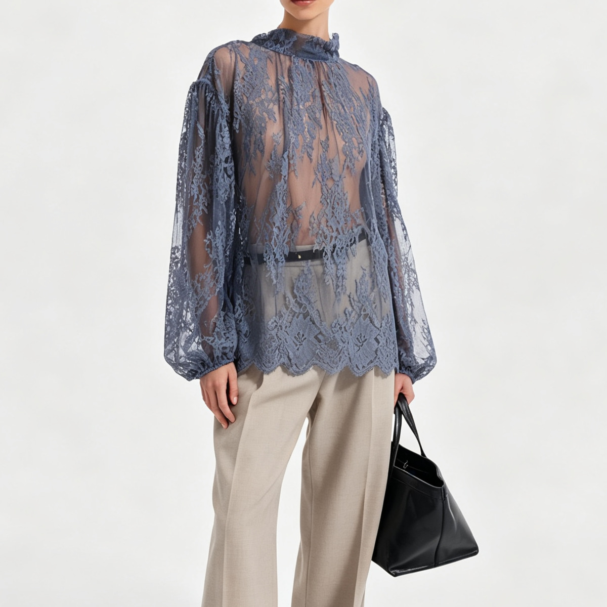 IG 2026 Women's Sheer Lace Blo - Puff Sleeve Blouse recension och pris