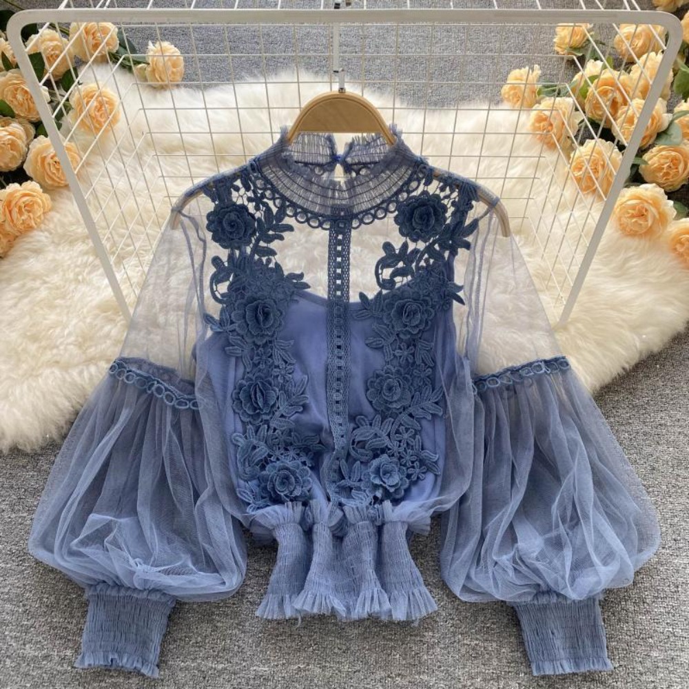 2Pcs/Set Lace Puff Long Sleeve - Puff Sleeve Blouse recension och pris