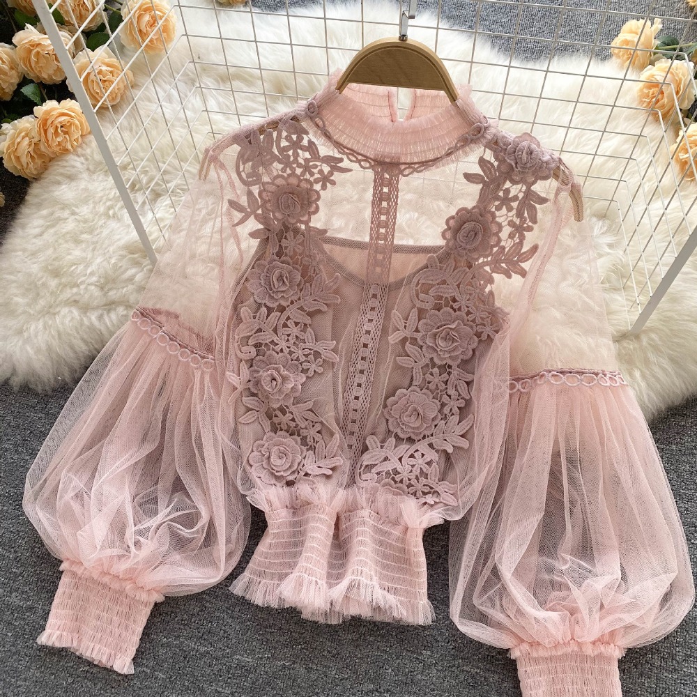 2Pcs/Set Lace Puff Long Sleeve - Puff Sleeve Blouse recension och pris