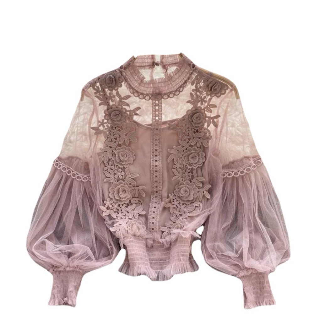 2Pcs/Set Lace Puff Long Sleeve - Puff Sleeve Blouse recension och pris