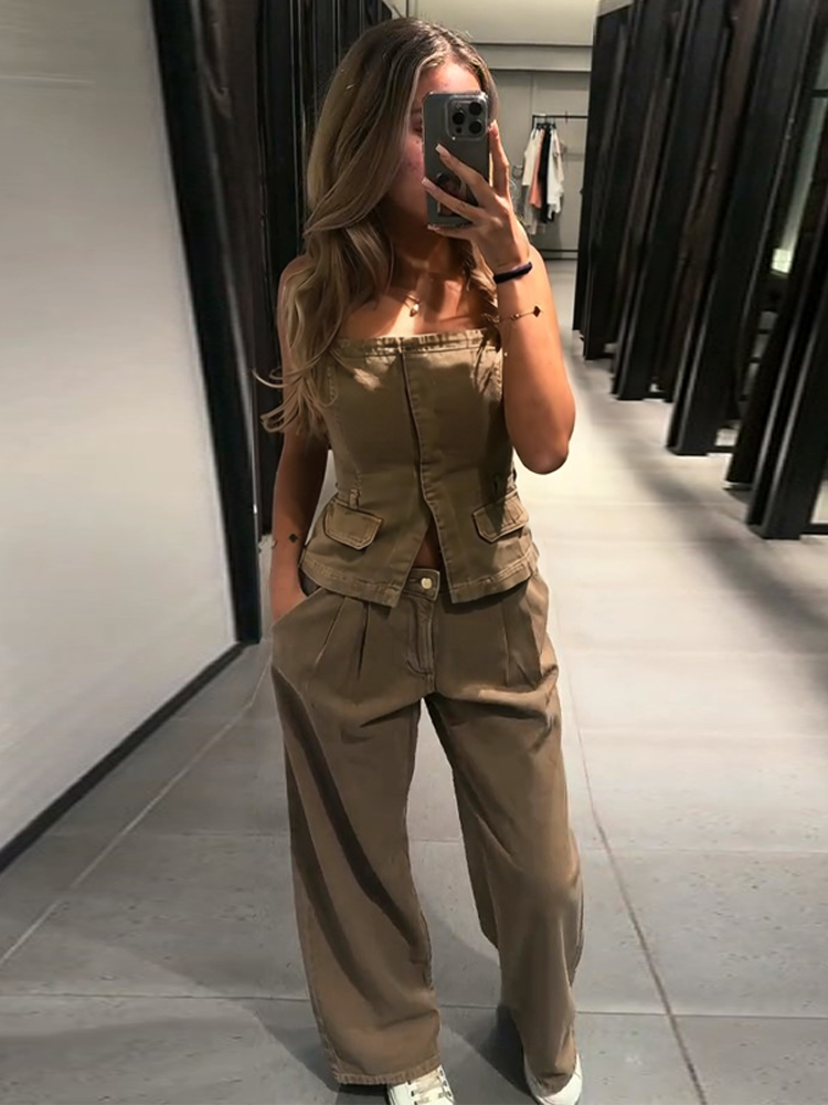 Y2k Women's Chest Wrap Vest Pa - Women Fashion Jeans Top recension och pris