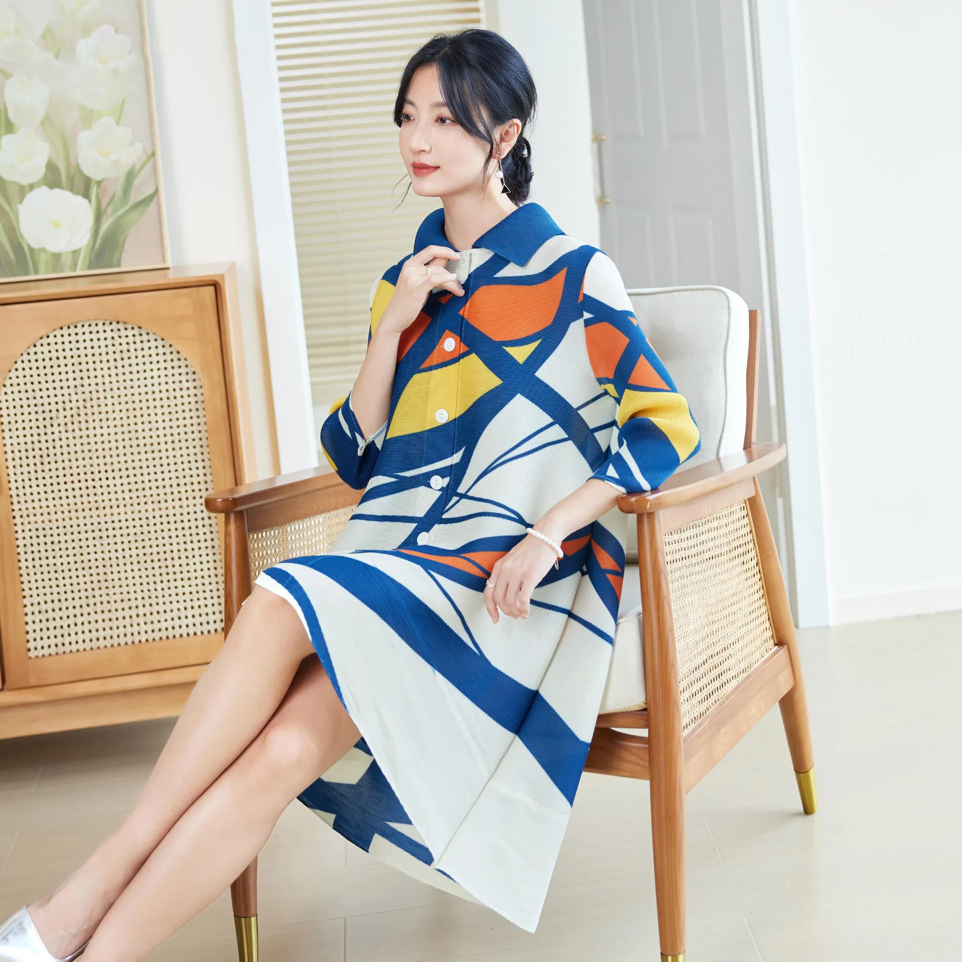 Miyake Style Pleated Dress for - Longline Cardigan Knit recension och pris
