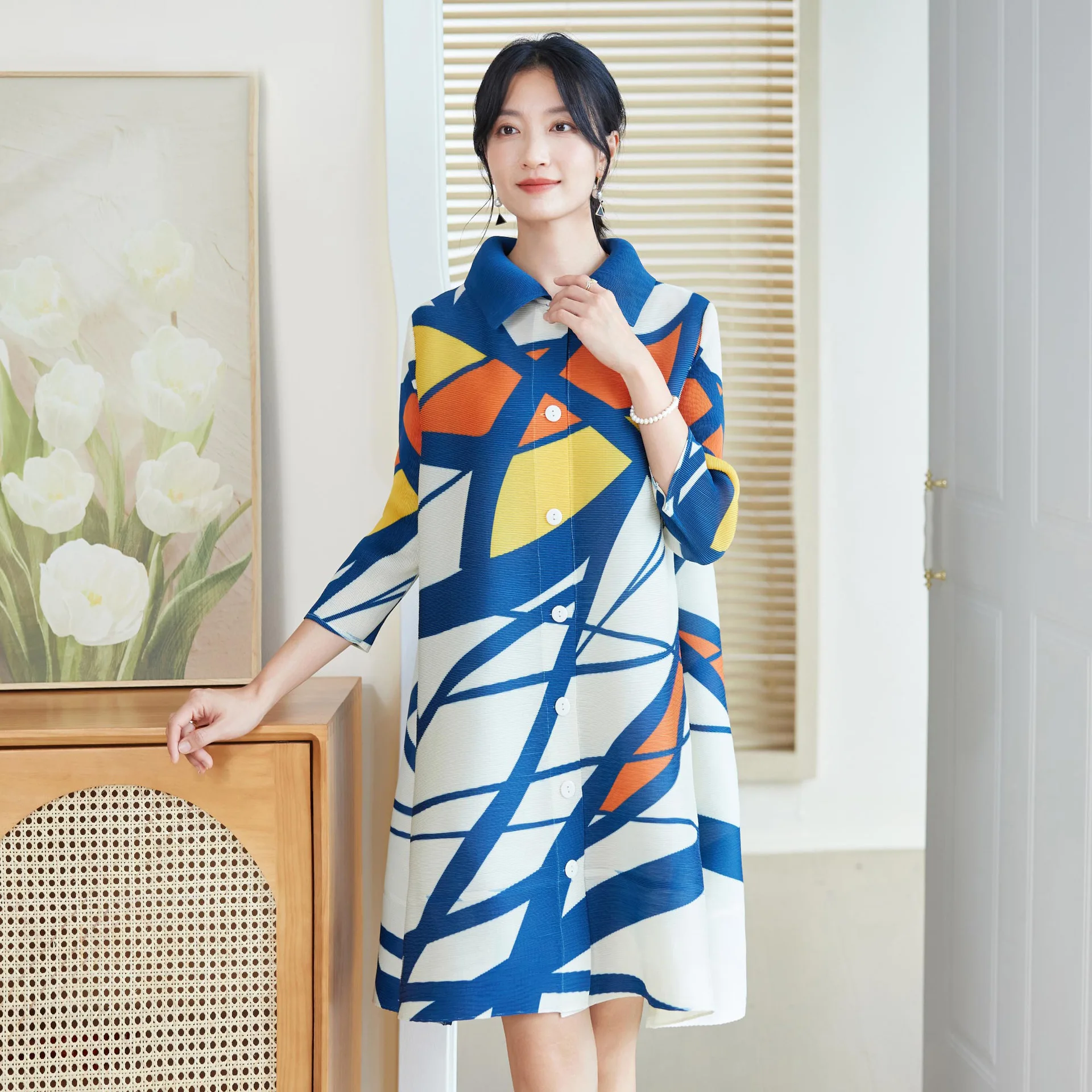 Miyake Style Pleated Dress for - Longline Cardigan Knit recension och pris