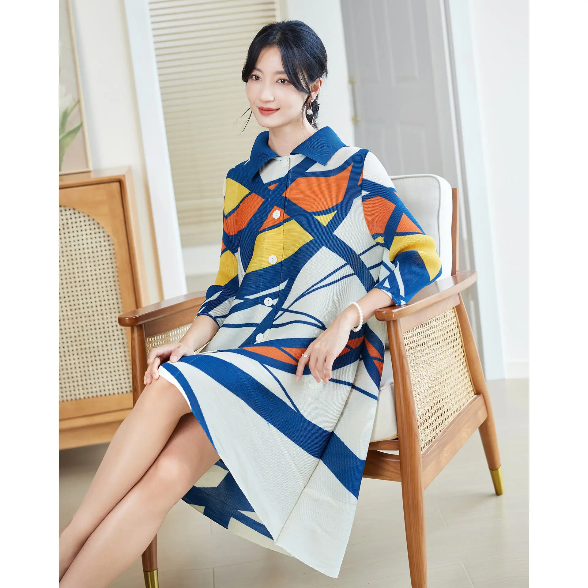Miyake Style Pleated Dress for - Longline Cardigan Knit recension och pris