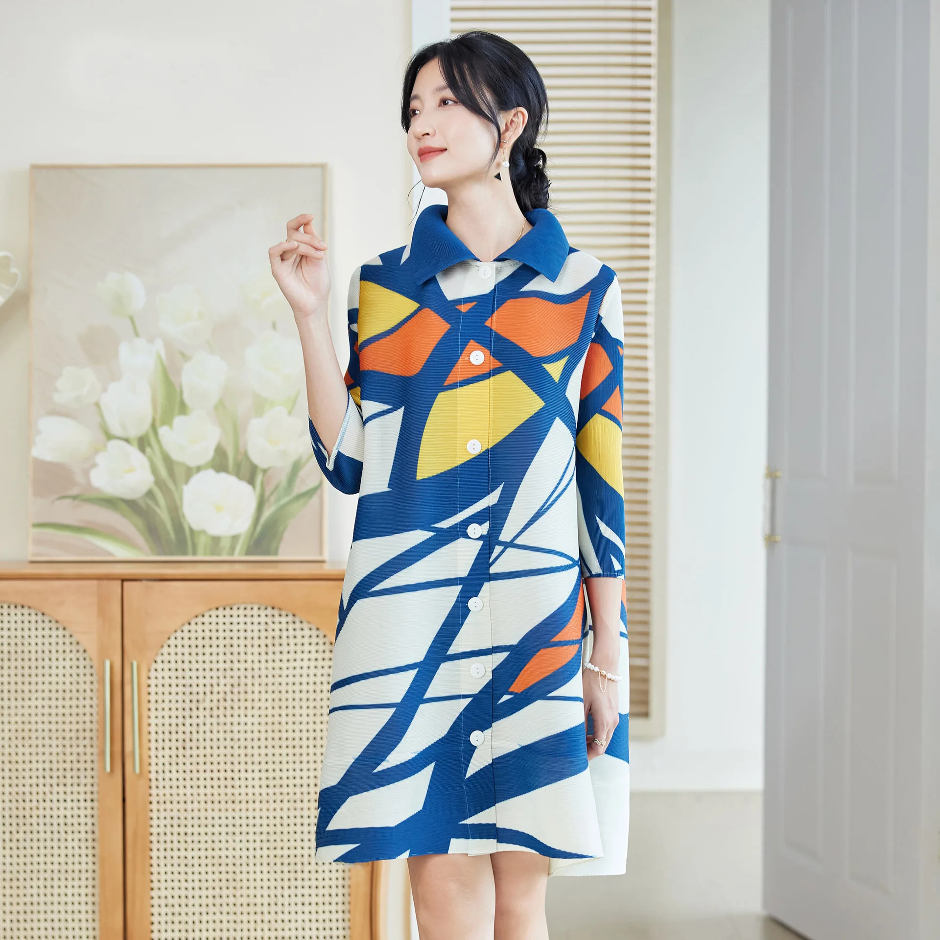 Miyake Style Pleated Dress for - Longline Cardigan Knit recension och pris
