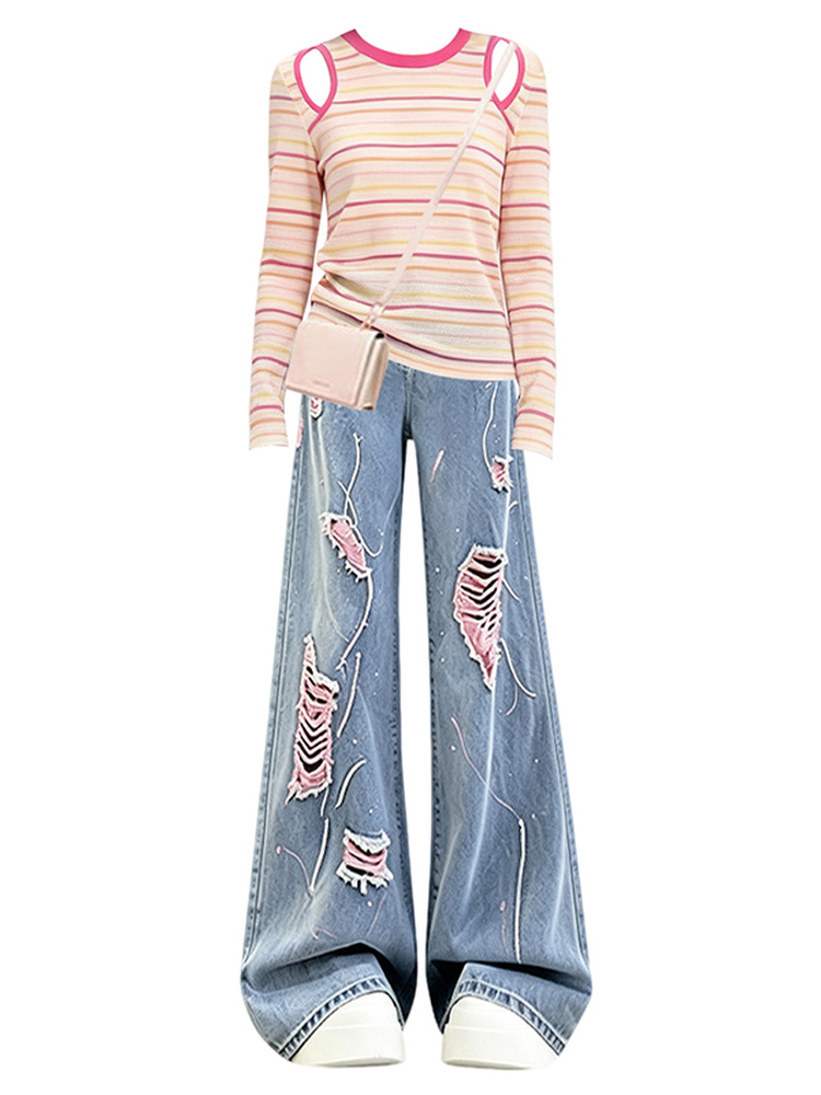 High Waist Knitted Dopaamine S - Women Fashion Jeans Top recension och pris
