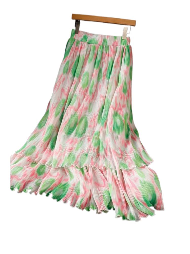 2026 Fashion Sweet Floral Prin - Pleated Skirt Women recension och pris