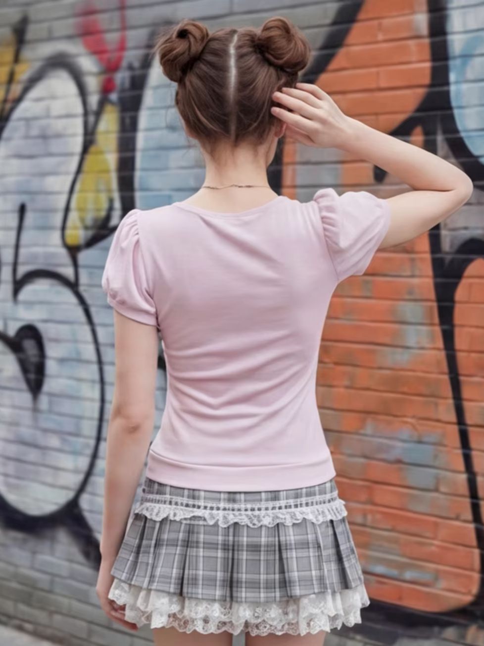 Women's pink lace patchwork to - Pleated Skirt Women recension och pris