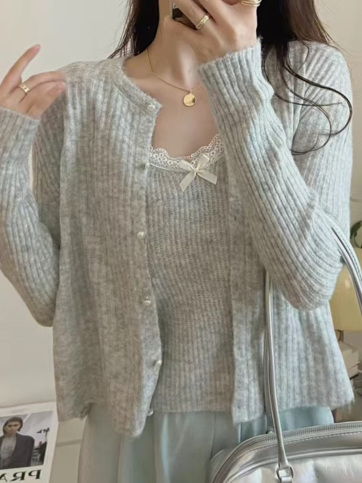 Sweet  Knot Knitted Cardigan W - Longline Cardigan Knit recension och pris