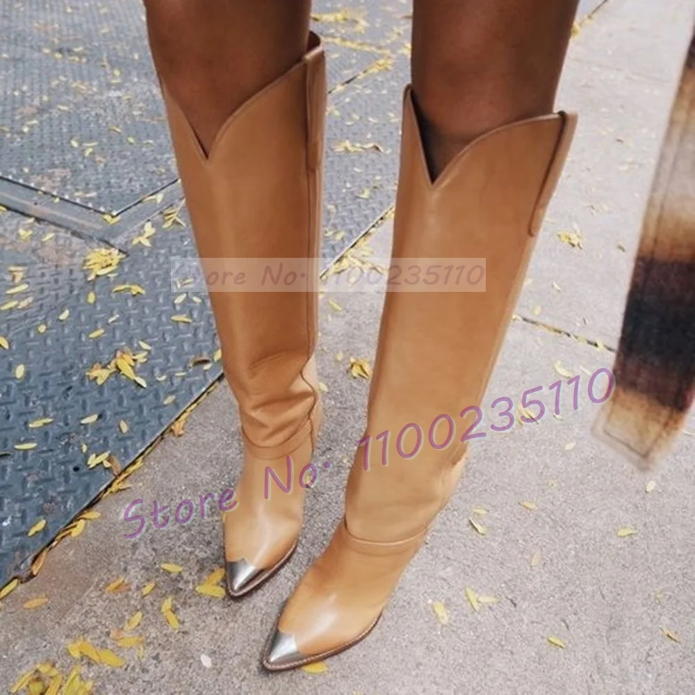 Silver Metal Toe Tan Knee-High - Winter Fashion Women Boots recension och pris