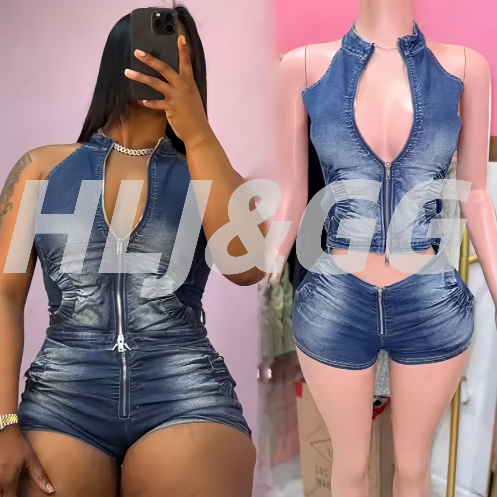 HLJ&GG Blue Fashion Denim Halt - Women Fashion Jeans Top recension och pris