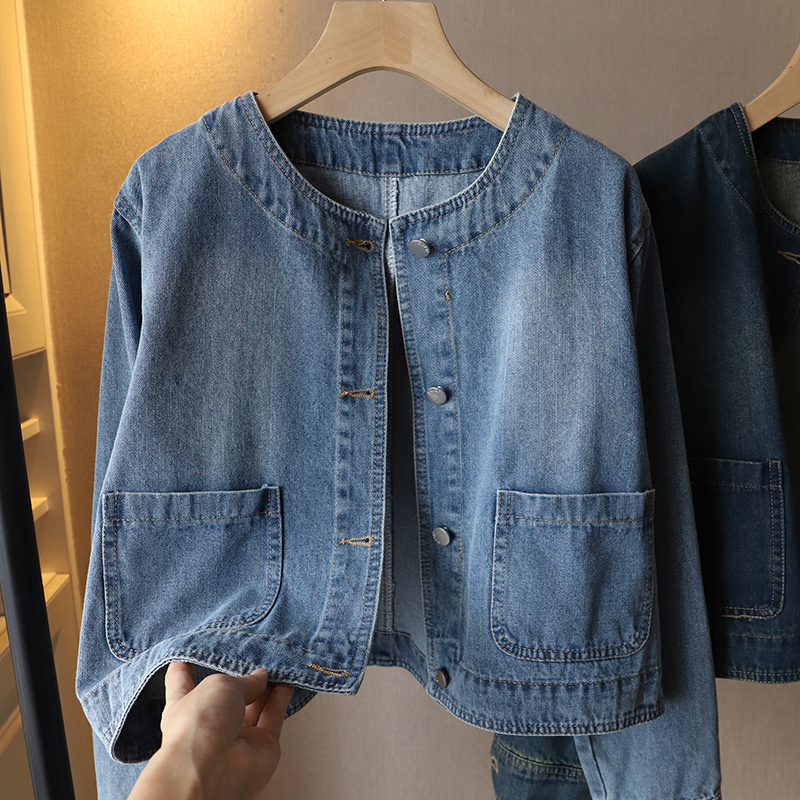 Fashion O-neck Denim Jacket Wo - Women Fashion Jeans Top recension och pris