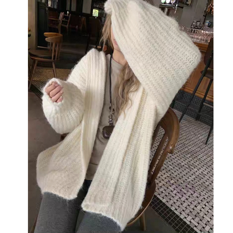 Chunky Knit Open Front Hooded  - Longline Cardigan Knit recension och pris