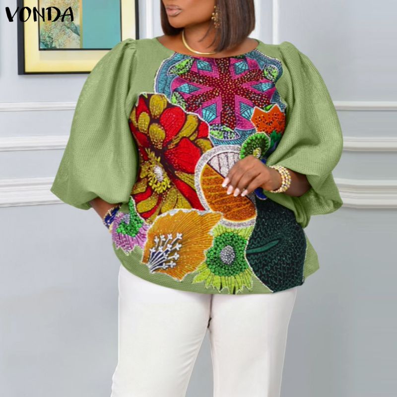 Plus Size 5XL VONDA Women Fash - Puff Sleeve Blouse recension och pris