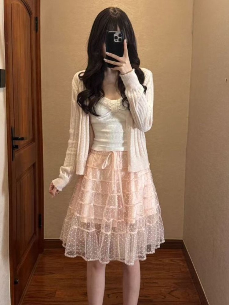 Korean Fashion Slim Fit White  - Longline Cardigan Knit recension och pris