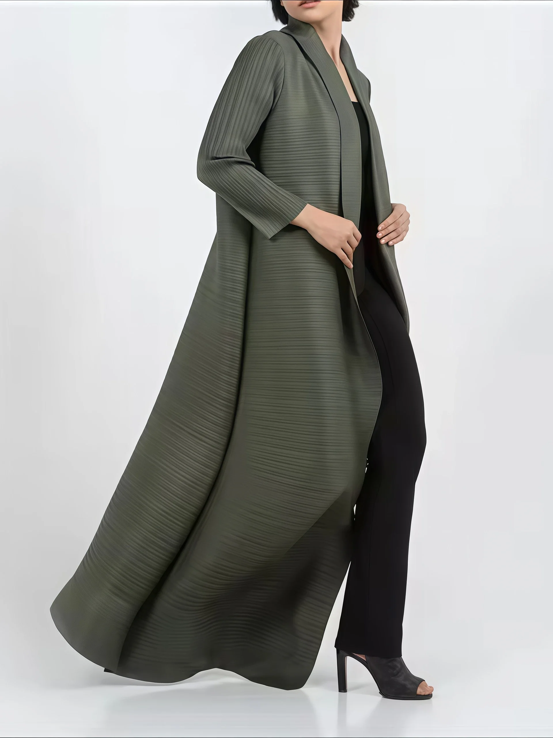 YUDX Miyake Pleated Print Fold - Longline Cardigan Knit recension och pris